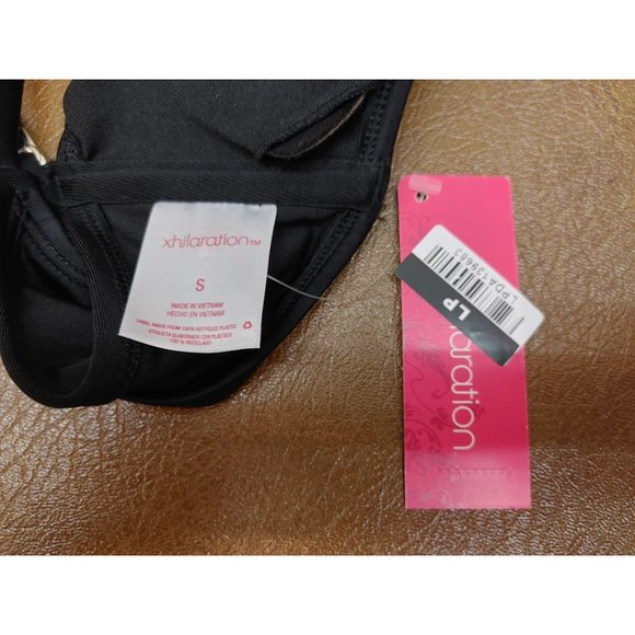 Women's Tunneled Tie-Front Bralette Bikini Top - Xhilaration Black S Small - Picture 4 of 5